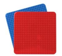Placa grande compatible con Lego Duplo, placa base de 38 x 38 cm, juguete de construcción para niñas y niños (2 unidades, rojo, azul)