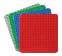 Placa grande compatible con Lego Duplo, placa base de 38 x 38 cm, juguete de construcción para niñas y niños (4 unidades, rojo, azul, gris, verde)