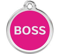 Placa identificativa Acero Inoxidable Boss Rosa Fuerte para perros