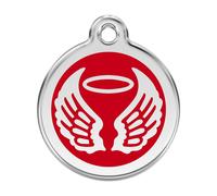 Placa identificativa Acero Inoxidable Esmalte Alas Angel Rojo para perros