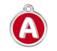 Placa identificativa Acero Inoxidable Esmalte Alfabeto Letra A Rojo para perros