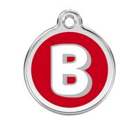 Placa identificativa Acero Inoxidable Esmalte Alfabeto Letra B Rojo para perros