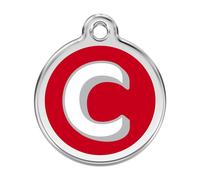 Placa identificativa Acero Inoxidable Esmalte Alfabeto Letra C Rojo para perros