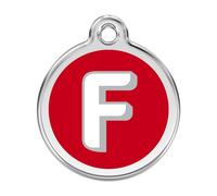 Placa identificativa Acero Inoxidable Esmalte Alfabeto Letra F Rojo para perros