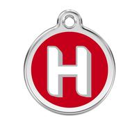 Placa identificativa Acero Inoxidable Esmalte Alfabeto Letra H Rojo para perros