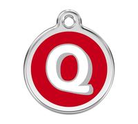 Placa identificativa Acero Inoxidable Esmalte Alfabeto Letra Q Rojo para perros
