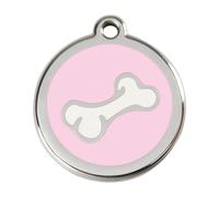 Placa identificativa Acero Inoxidable Esmalte Comic Hueso Rosa para perros