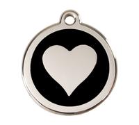 Placa identificativa Acero Inoxidable Esmalte Corazón Negro para perros