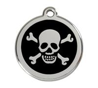 Placa identificativa Acero Inoxidable Esmalte Cruz Hueso Negro para perros