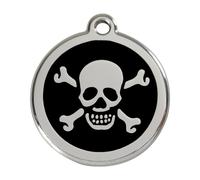 Placa identificativa Acero Inoxidable Esmalte Cruz Hueso Negro para perros