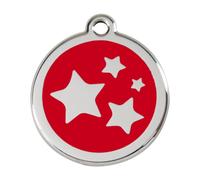 Placa identificativa Acero Inoxidable Esmalte Estrella Rojo para perros