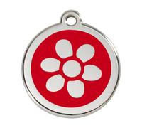 Placa identificativa Acero Inoxidable Esmalte Flor Rojo para perros