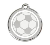 Placa identificativa Acero Inoxidable Esmalte Fútbol Blanco para perros