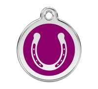 Placa identificativa Acero Inoxidable Esmalte Herradura Morado para perros