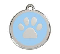 Placa identificativa Acero Inoxidable Esmalte Huella perro Azul Claro para perros