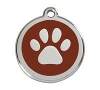 Placa identificativa Acero Inoxidable Esmalte Huella perro Marron para perros