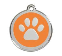 Placa identificativa Acero Inoxidable Esmalte Huella perro Naranja para perros