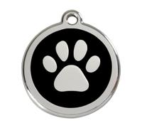 Placa identificativa Acero Inoxidable Esmalte Huella perro Negro para perros