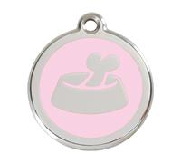 Placa identificativa Acero Inoxidable Esmalte Hueso en Cuenco Rosa para perros