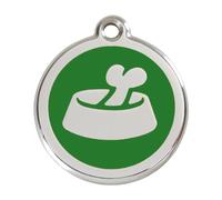 Placa identificativa Acero Inoxidable Esmalte Hueso en Cuenco Verde para perros