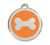 Placa identificativa Acero Inoxidable Esmalte Hueso Naranja para perros