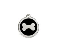 Placa identificativa Acero Inoxidable Esmalte Hueso Negro para perros