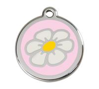 Placa identificativa Acero Inoxidable Esmalte Margarita Rosa para perros
