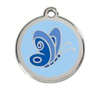 Placa identificativa Acero Inoxidable Esmalte Mariposa Azul Claro para perros