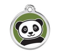 Placa identificativa Acero Inoxidable Esmalte Panda Verde para perros