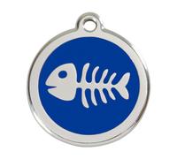 Placa identificativa Acero Inoxidable Esmalte Pez Esqueleto Azul para perros