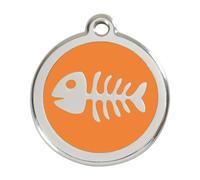 Placa identificativa Acero Inoxidable Esmalte Pez Esqueleto Naranja para perros