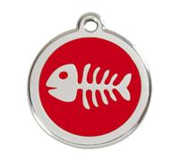 Placa identificativa Acero Inoxidable Esmalte Pez Esqueleto Rojo para perros