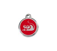 Placa identificativa Acero Inoxidable Esmalte Ratón Rojo para gatos