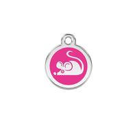 Placa identificativa Acero Inoxidable Esmalte Ratón Rosa Fuerte para gatos