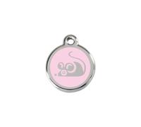 Placa identificativa Acero Inoxidable Esmalte Ratón Rosa para gatos