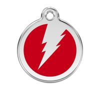 Placa identificativa Acero Inoxidable Esmalte Rayo Rojo para perros