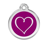 Placa identificativa Acero Inoxidable Esmalte Tribal Corazón Morado para perros