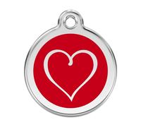 Placa identificativa Acero Inoxidable Esmalte Tribal Corazón Rojo para perros