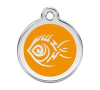 Placa identificativa Acero Inoxidable Esmalte Tribal Pez Naranja para perros