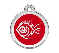 Placa identificativa Acero Inoxidable Esmalte Tribal Pez Rojo para perros