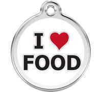 Placa identificativa Acero Inoxidable I love Food Blanco para perros