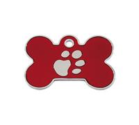Placa identificativa para collar Imarc Bone Rojo Plata