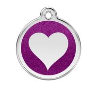 Placa identificativa Purpurina Corazón Morado para perros