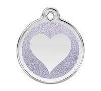 Placa identificativa Purpurina Corazón Plateado para perros