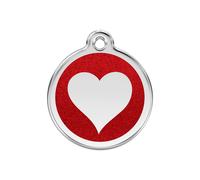 Placa identificativa Purpurina Corazón Rojo para perros