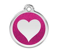Placa identificativa Purpurina Corazón Rosa Fuerte para perros