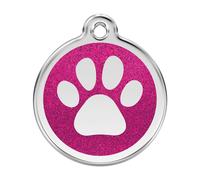 Placa identificativa Purpurina Huella perro Rosa Fuerte para perros