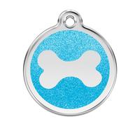 Placa identificativa Purpurina Hueso Aqua para perros