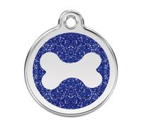 Placa identificativa Purpurina Hueso Azul para perros