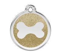 Placa identificativa Purpurina Hueso Dorado para perros